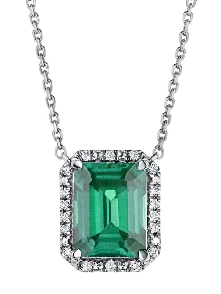 The Diamond Store Emerald Astra 2ct Lab Diamond Halo Necklace - Image 1 of 7