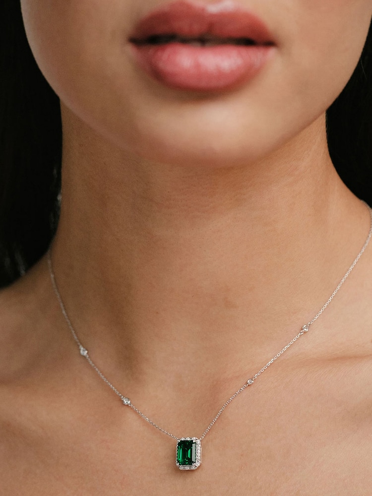 The Diamond Store Emerald Astra 2ct Lab Diamond Halo Necklace - Image 2 of 7
