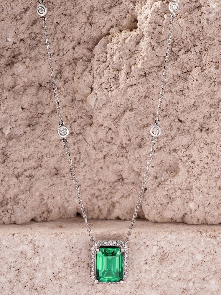 The Diamond Store Emerald Astra 2ct Lab Diamond Halo Necklace - Image 7 of 7