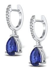 The Diamond Store Blue Astra 6.50ct Lab Sapphire And Diamond Pear Earrings - Image 1 of 6