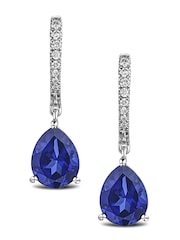 The Diamond Store Blue Astra 6.50ct Lab Sapphire And Diamond Pear Earrings - Image 2 of 6