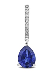 The Diamond Store Blue Astra 6.50ct Lab Sapphire And Diamond Pear Earrings - Image 3 of 6
