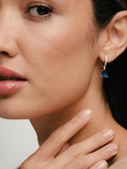 The Diamond Store Blue Astra 6.50ct Lab Sapphire And Diamond Pear Earrings - Image 5 of 6