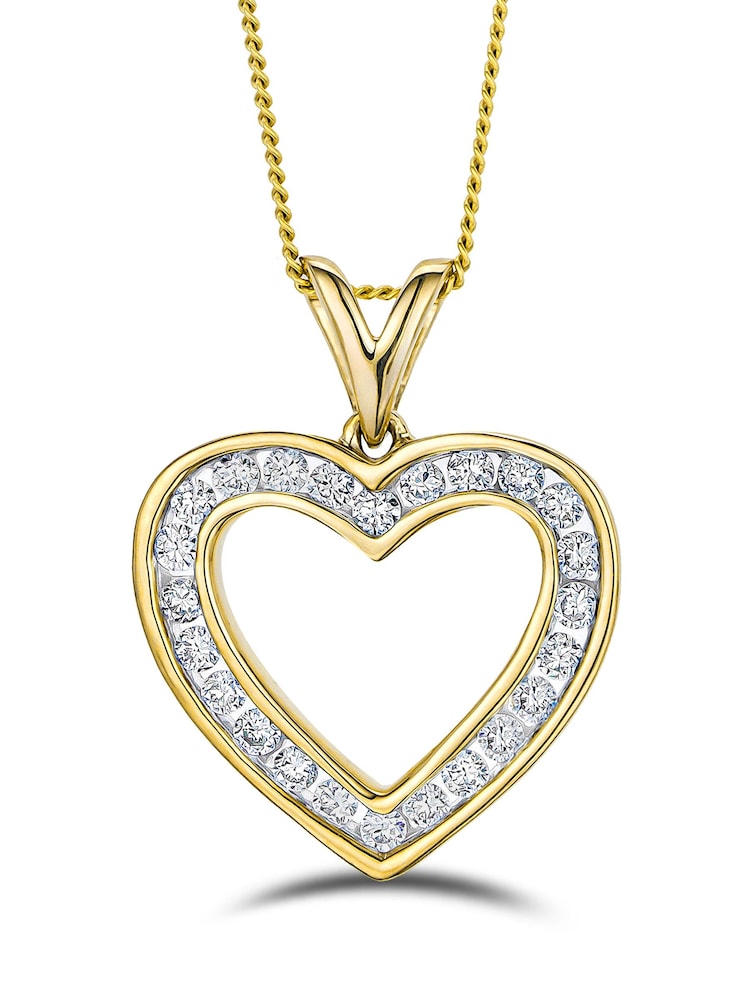 The Diamond Store Gold 0.5ct Lab Diamond Heart Pendant - Image 1 of 6