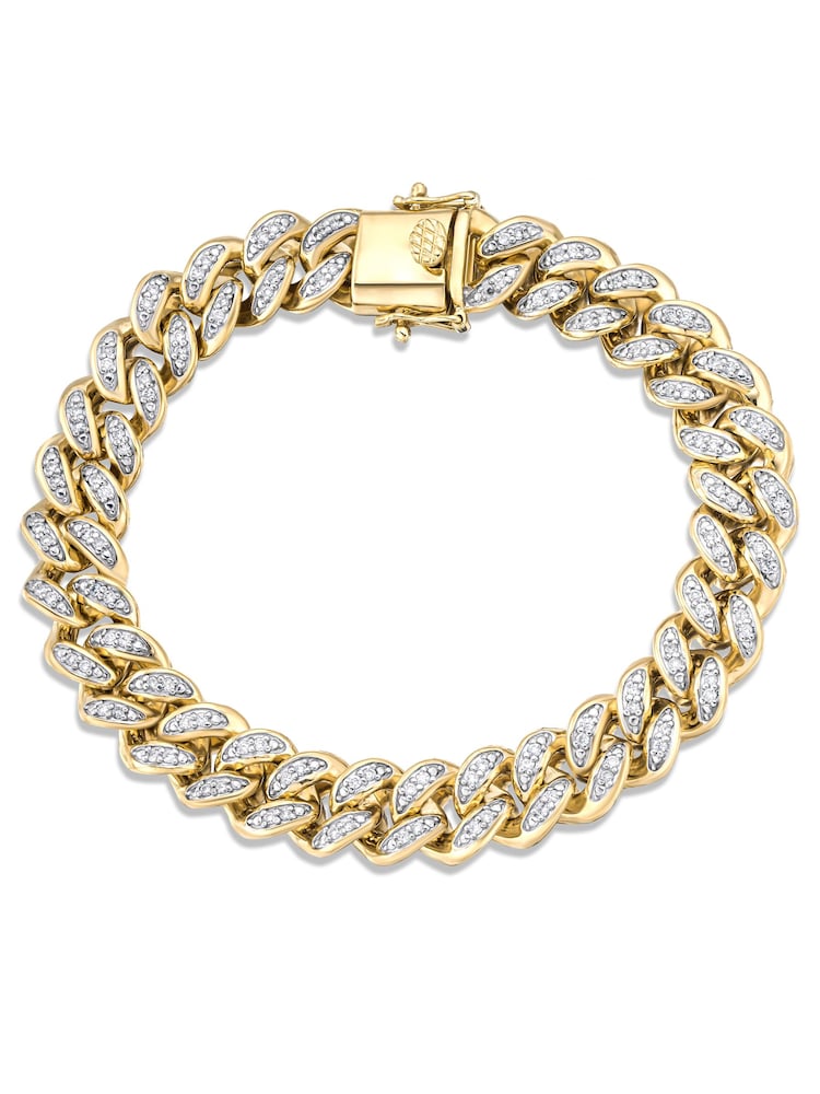 The Diamond Store White Mens 1.20CT Lab Diamond Cuban Bracelet - Image 1 of 7