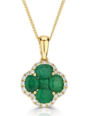 The Diamond Store Saphire 1.08ct Diamond 9k Gold Clover Necklace - Image 1 of 5