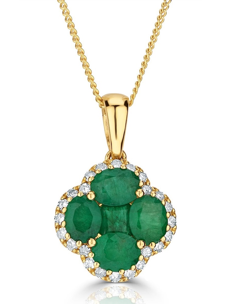 The Diamond Store Saphire 1.08ct Diamond 9k Gold Clover Necklace - Image 1 of 5