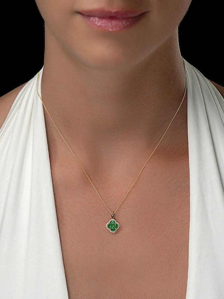 The Diamond Store Saphire 1.08ct Diamond 9k Gold Clover Necklace - Image 2 of 5