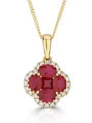 The Diamond Store Ruby 1.08ct Diamond 9k Gold Clover Necklace - Image 2 of 3