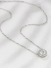 The Diamond Store White 0.70ct Lab Diamond Halo Necklace - Image 1 of 6