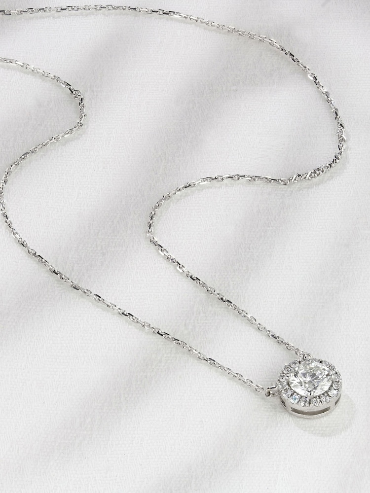 The Diamond Store White 0.70ct Lab Diamond Halo Necklace - Image 1 of 6