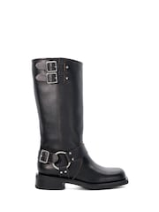 Dune London Black Totoe High Leg Square Toe Biker Boots - Image 3 of 7