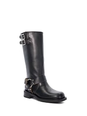 Dune London Black Totoe High Leg Square Toe Biker Boots - Image 4 of 7