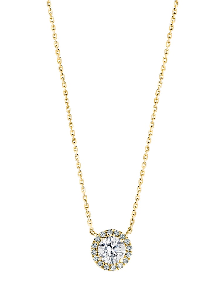 The Diamond Store Gold 1ct Lab Diamond 9k Halo Necklace - Image 1 of 6 The Diamond Store Gold 1ct Lab Diamond 9k Halo Necklace - Image 1 of 6