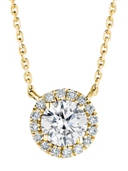 The Diamond Store Gold 1ct Lab Diamond 9k Halo Necklace - Image 3 of 6