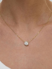 The Diamond Store Gold 1ct Lab Diamond 9k Halo Necklace - Image 5 of 6