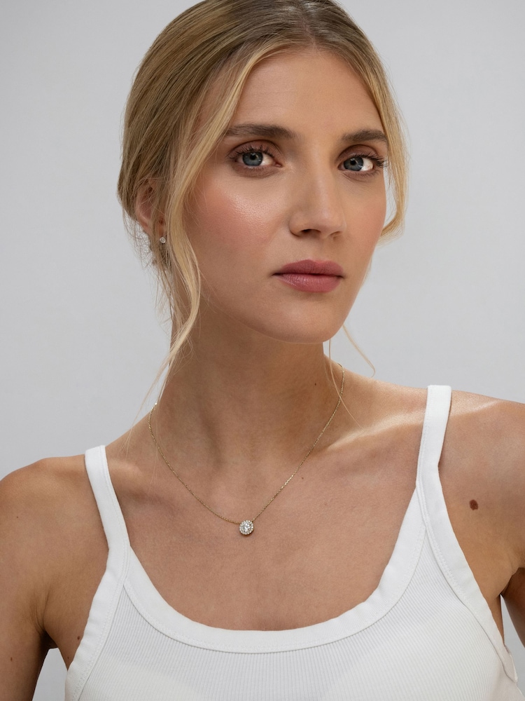 The Diamond Store Gold 1ct Lab Diamond 9k Halo Necklace - Image 6 of 6