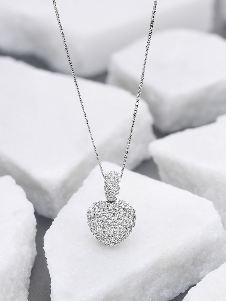 The Diamond Store White 1ct H/SI Lab Diamond Heart Pendant Necklace - Image 2 of 6