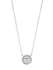 The Diamond Store White Gold 1ct Lab Diamond 9k Halo Necklace - Image 1 of 6