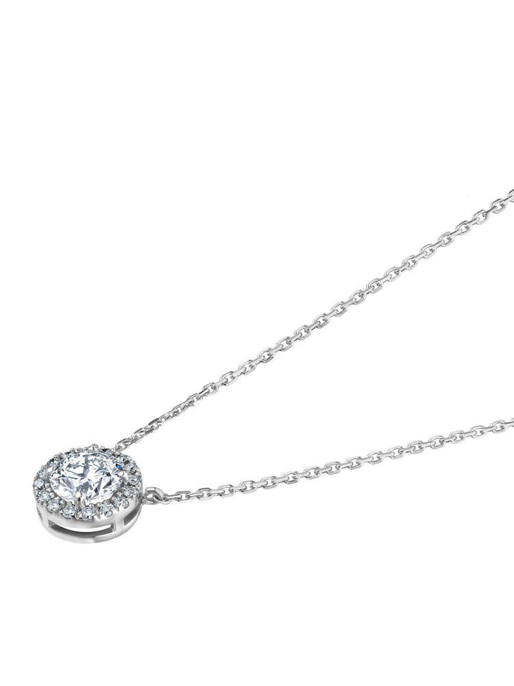 The Diamond Store White Gold 1ct Lab Diamond 9k Halo Necklace - Image 2 of 6