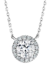 The Diamond Store White Gold 1ct Lab Diamond 9k Halo Necklace - Image 3 of 6