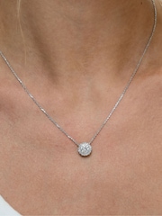 The Diamond Store White Gold 1ct Lab Diamond 9k Halo Necklace - Image 5 of 6