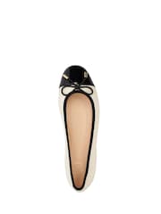 Dune London Cream Standard Fit Highest Flexible Sole Contrast Leather Ballerina Flats - Image 2 of 4