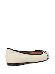 Dune London Cream Standard Fit Highest Flexible Sole Contrast Leather Ballerina Flats - Image 3 of 4
