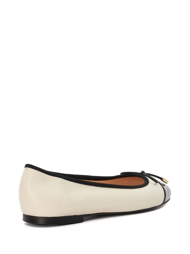 Dune London Cream Standard Fit Highest Flexible Sole Contrast Leather Ballerina Flats - Image 3 of 4