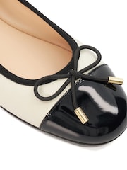 Dune London Cream Standard Fit Highest Flexible Sole Contrast Leather Ballerina Flats - Image 6 of 6