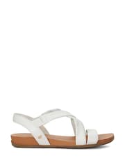 Dune London White Standard Fit Landies Cross Strap Comfort Flat Sandals - Image 3 of 7