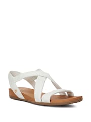 Dune London White Standard Fit Landies Cross Strap Comfort Flat Sandals - Image 4 of 7