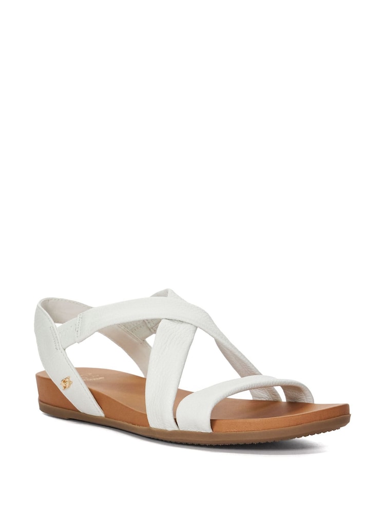 Dune London White Standard Fit Landies Cross Strap Comfort Flat Sandals - Image 4 of 7
