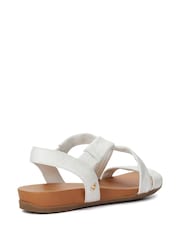 Dune London White Standard Fit Landies Cross Strap Comfort Flat Sandals - Image 5 of 7