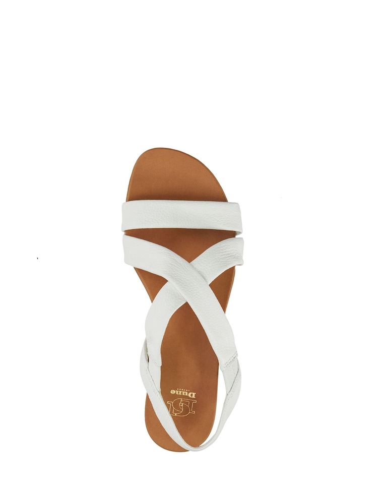Dune London White Standard Fit Landies Cross Strap Comfort Flat Sandals - Image 6 of 7