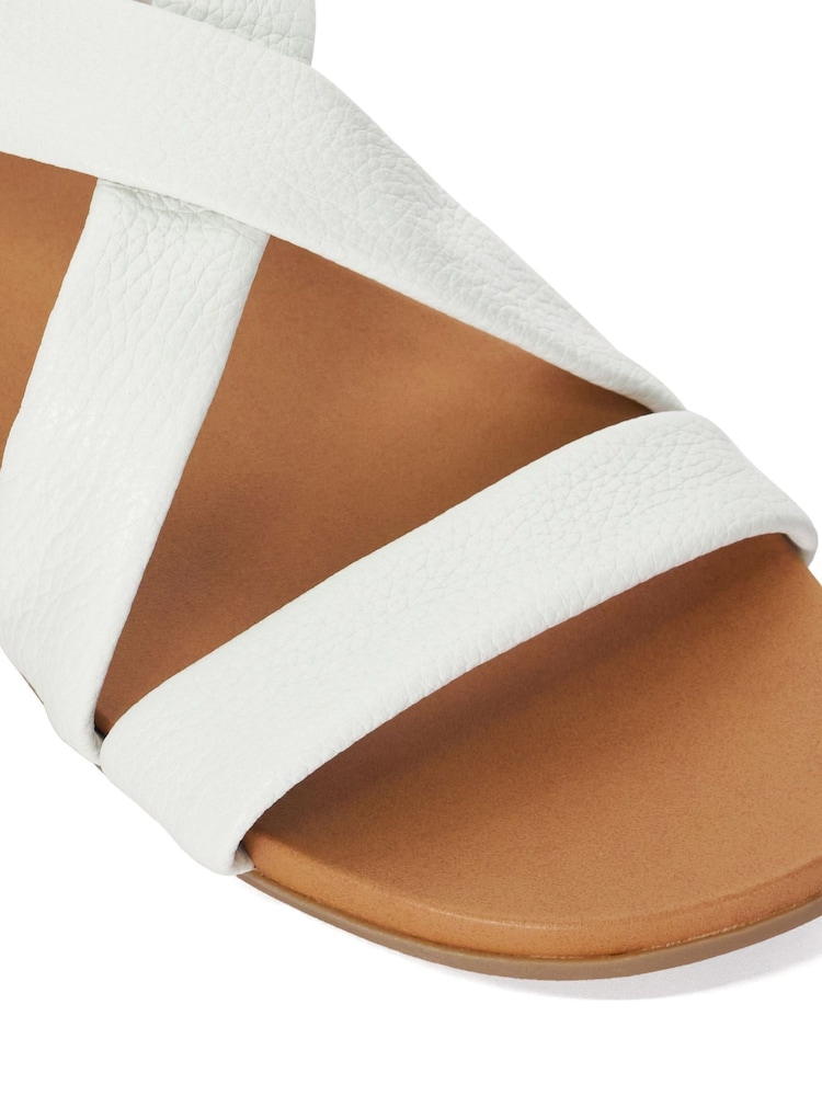 Dune London White Standard Fit Landies Cross Strap Comfort Flat Sandals - Image 7 of 7