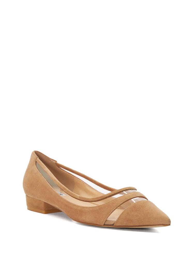 Dune London Brown Vinyl Panel Hepburn Pointy Ballerina Flats - Image 3 of 6