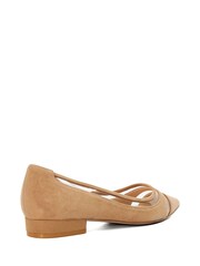 Dune London Brown Vinyl Panel Hepburn Pointy Ballerina Flats - Image 4 of 6