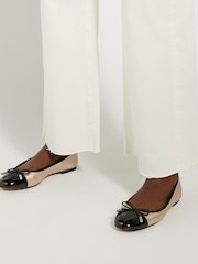 Dune London Gold Highest Flexible Sole Contrast Ballerina Flats - Image 1 of 1