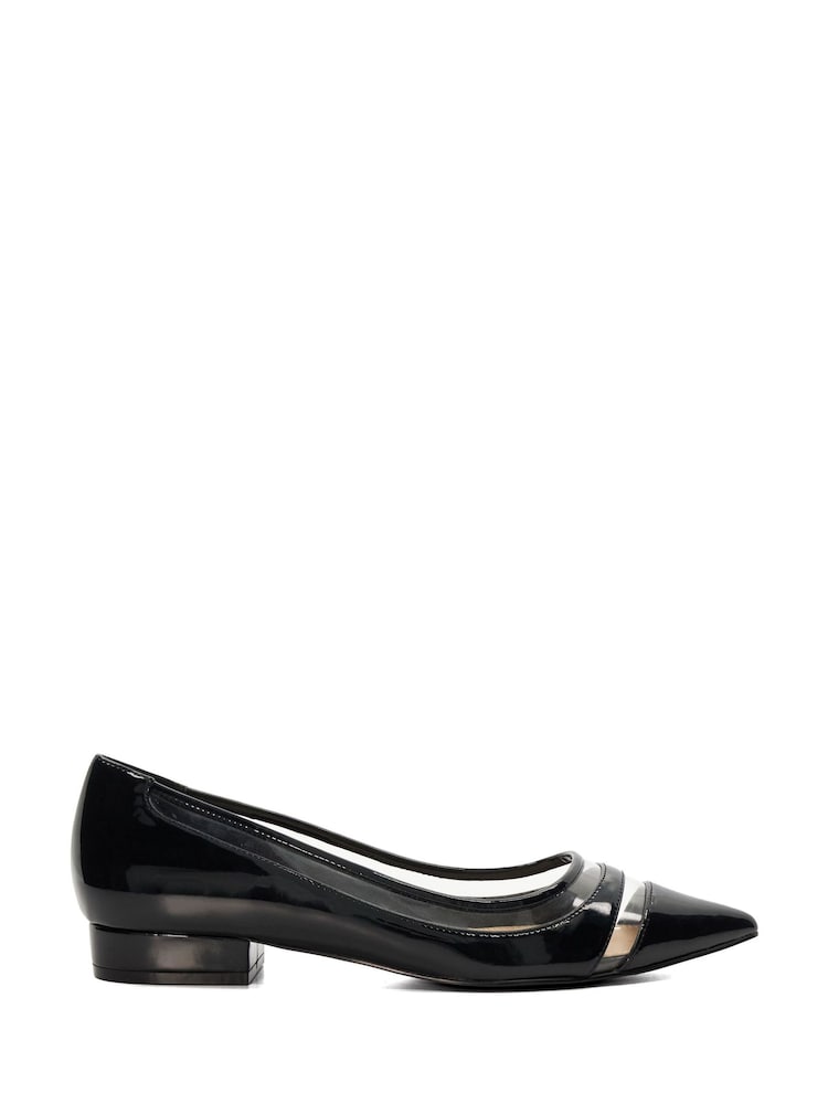 Dune London Black Vinyl Panel Hepburn Pointy Ballerina Flats - Image 1 of 6