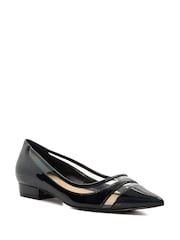 Dune London Black Vinyl Panel Hepburn Pointy Ballerina Flats - Image 3 of 6