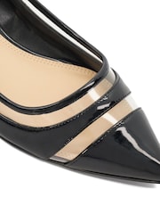 Dune London Black Vinyl Panel Hepburn Pointy Ballerina Flats - Image 6 of 6
