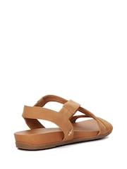 Dune London Brown Standard Fit Landies Cross Strap Comfort Flat Sandals - Image 6 of 9