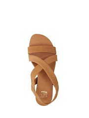 Dune London Brown Standard Fit Landies Cross Strap Comfort Flat Sandals - Image 9 of 9