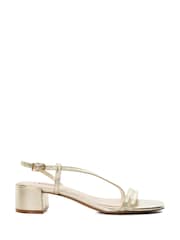 Dune London Gold Maryanna Low Block Heel Sandals - Image 3 of 7
