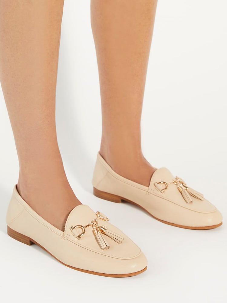 Dune London Cream Standard Fit Flexible Sole Graysons Tassel Leather Loafers - Image 1 of 7