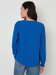 Threadbare Blue V-Neck Long Sleeve Blouse - Image 2 of 5