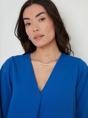 Threadbare Blue V-Neck Long Sleeve Blouse - Image 3 of 5