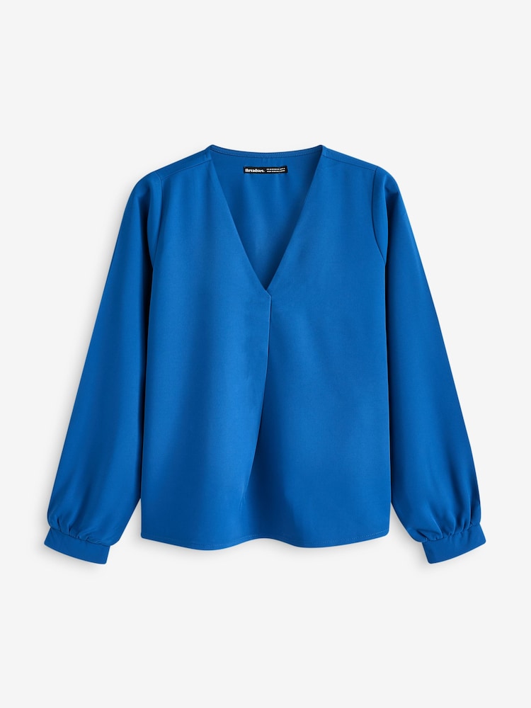 Threadbare Blue V-Neck Long Sleeve Blouse - Image 5 of 5