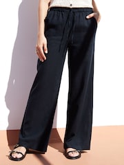 Schwarz - Threadbare Hose aus Leinenmischung mit weitem Bein - Bild 1 von 4